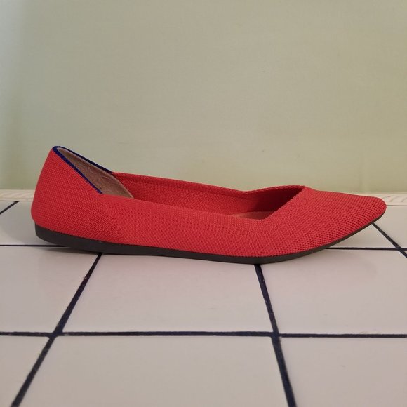 Rothys 8 Flame Red THE POINT Flats Shoes Washable Knit Slip On Loafers - Picture 5 of 11